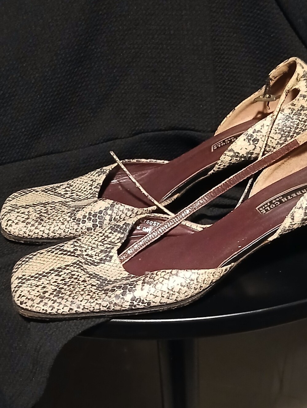 Kenneth Cole Snake-Print Shoes in Beige and Black